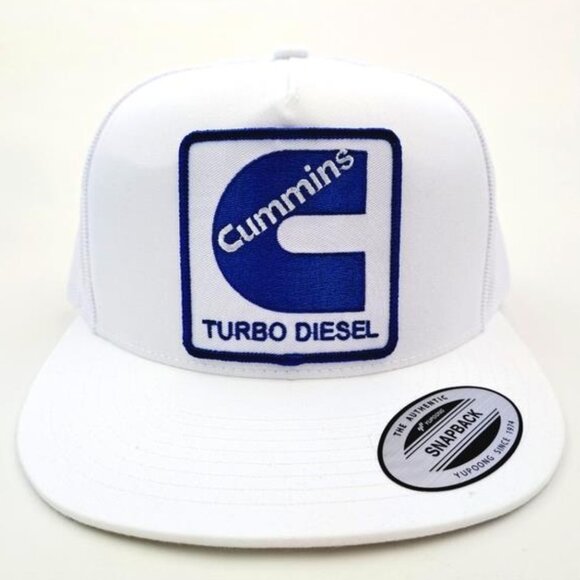 Diesel Power RAM Flat Bill Trucker Mesh Snapback Cap Hat White Embroidered Patch main image 4